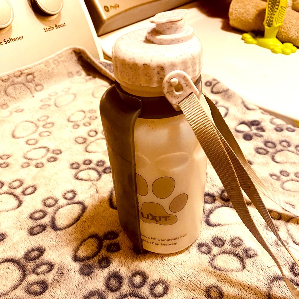 Travel dog water bottle.